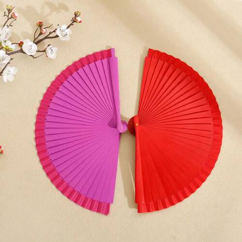 Multicolor Simple Spanish Plain Fan Solid Color Handmade Pur