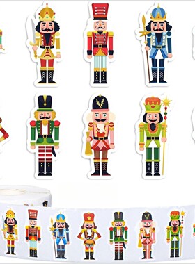 1000pcs(1 Roll) Christmas Nutcracker Sticker Roll Christmas