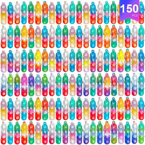 24/150Pcs Mini Pop Fidget Toy Pack Kit Keychain Stress Relie
