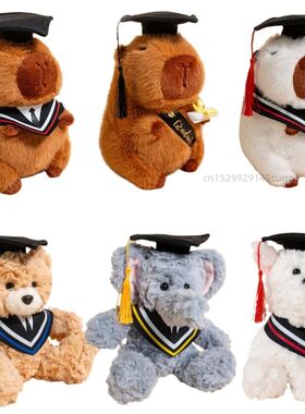 25cm Cute 2025 New Graduation Capybara Plush Doll Doctor Cap