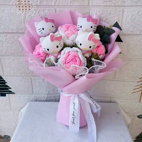 Cartoon Plush Bouquet  Anime Rose Flowers Doll Home Wedding