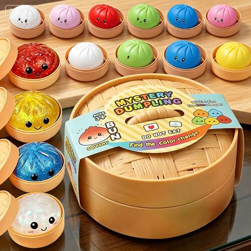 Steamer Box Dumpling Squishy Toy - Soft TPR Dough Ball Senso