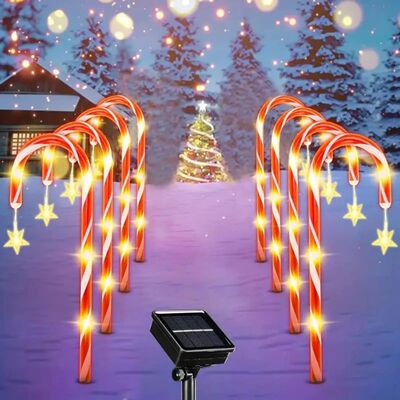 8pcs/set solar powered garden cane lights, 8-function waterp