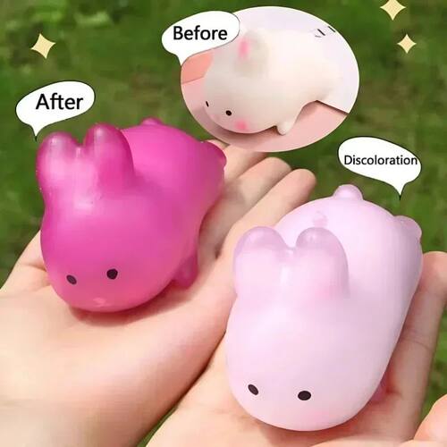 1-10PCS Color Changing Love Rabbit Pinch Music Toy Slow Rebo