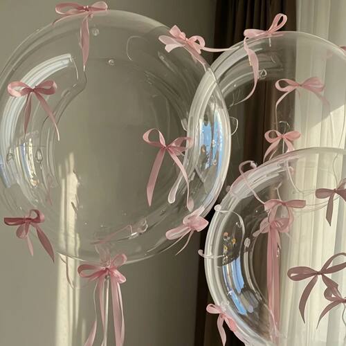 45-Piece Bow Balloon Set, Includes 5 Transparent Bow Balloon