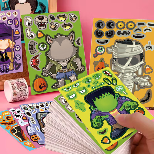 8pcs Halloween Assembly Sticker Cartoon Creative Fun