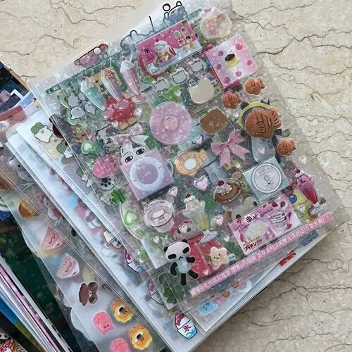 6pcs Glitter StickersDIY Toploader Scrapbooking Journal Deco