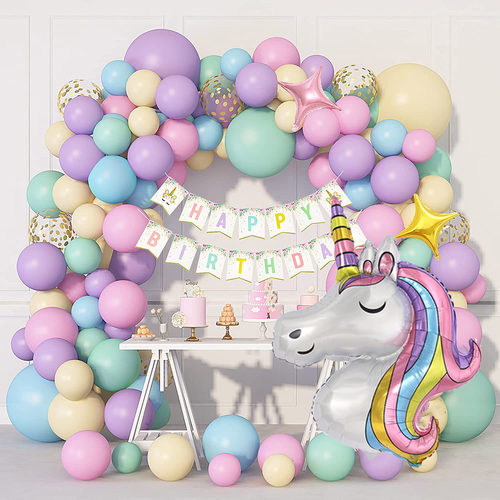 147Pcs Unicorn Birthday Balloons Arch Garland Kit Happy