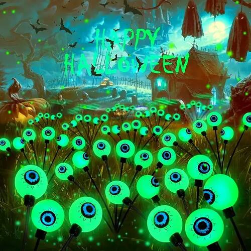 1PC 6-Head Solar Halloween Green Eyeball Light,Outdoor Water