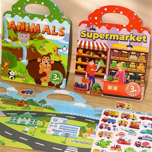 1 Book Jelly Sticker Book Quiet Book DIY Fun for Children's