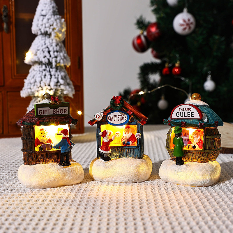 Christmas Decorations Gifts Christmas Resin Small House Sant