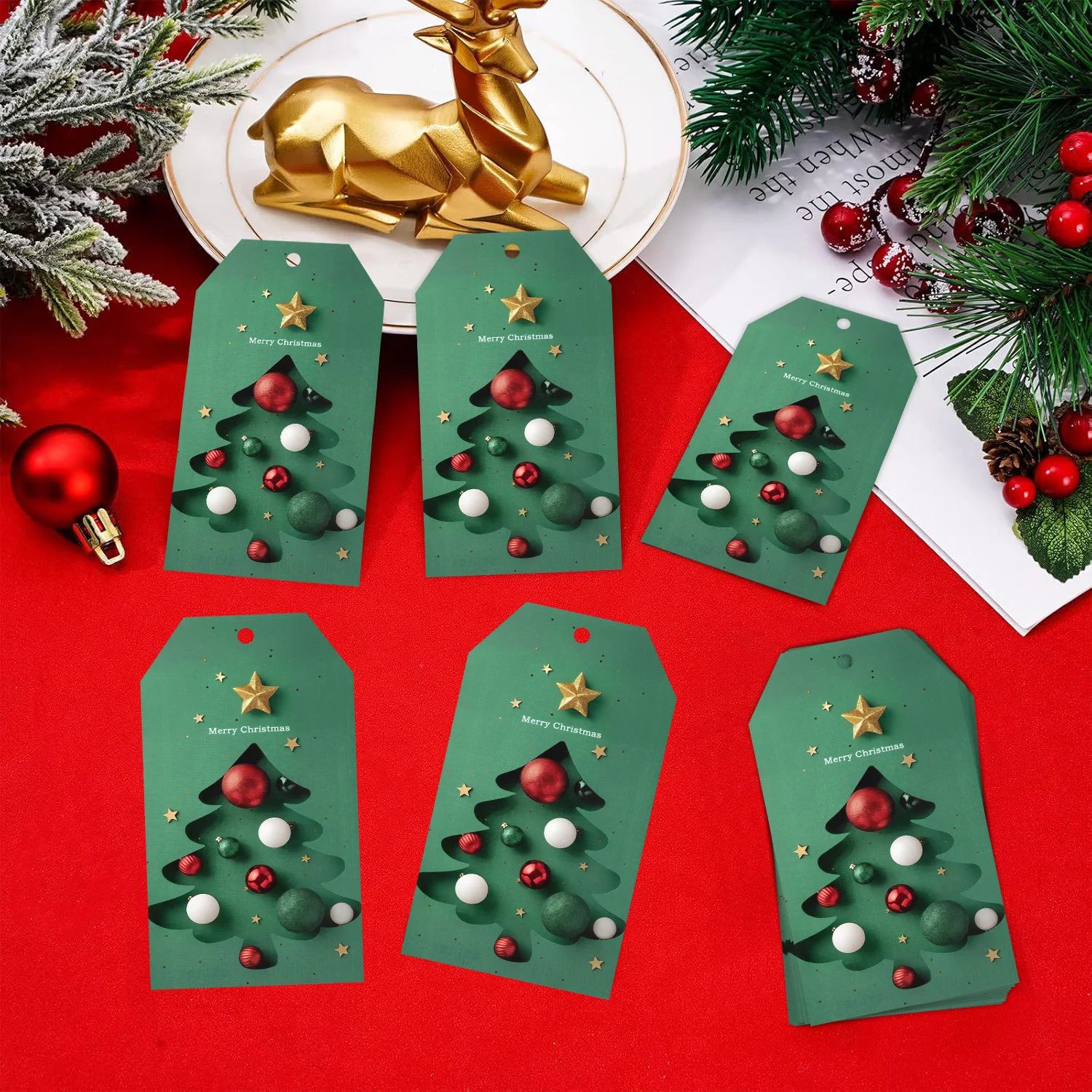 Christmas vintage label/Christmas tree Gift Tags Santa Claus