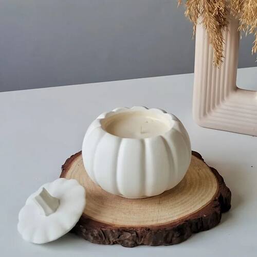1set Halloween Pumpkin Candle Holder Silicone Mold - DIY Wax