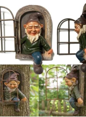 1PC Elf Dwarf Oldman Status Window Tree Hugger Naughty Resin