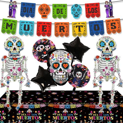 Mexico Day of the Dead Party Decorations Banner Skull Balloo