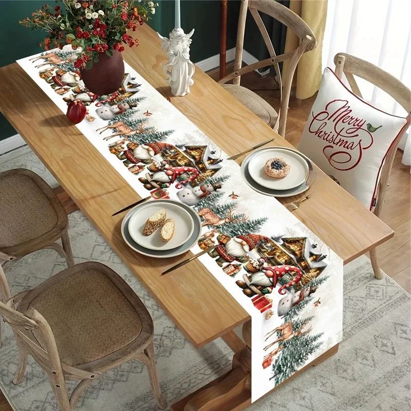 2025 Christmas Table Flag, Happy Running Christmas Home Deco