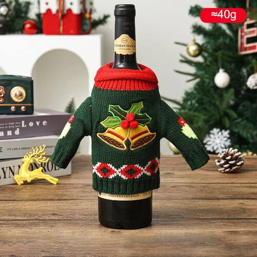 Elk Wine Bottle Cover Snowflake with Mini Santa Hat Christma