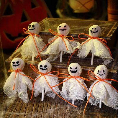 12Pcs Halloween Ghost Pumpkin Lollipop Decoration DIY Candy