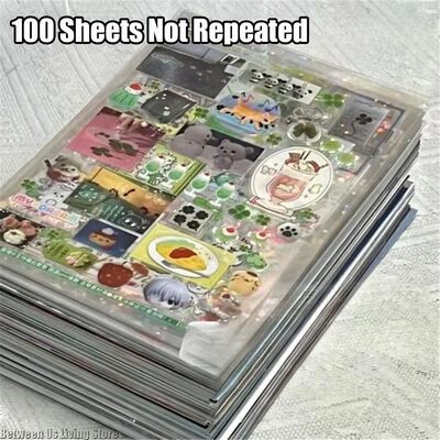 100 Sheets Non-repetitiveRandom Cute Glitter Sticker for Pho