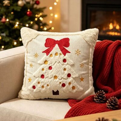 Soft Christmas Pillow Cover Santa Claus Bowknot Xmas Tree Pi