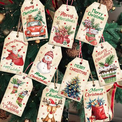 50pcs?Vintage?Christmas?Gift?Tags?-Gingerbread,? Snowman,?Tw