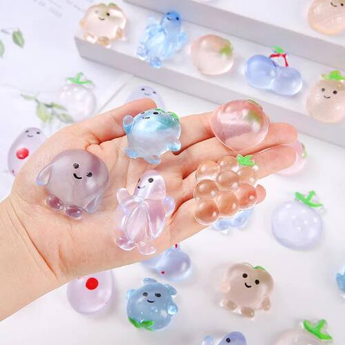 5/10PCS Mini Transparent Fruit Mochi Squishy Stress Relief T