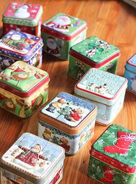 Christmas Cartoon Storage Candy Tin Box Candy Jar Christmas