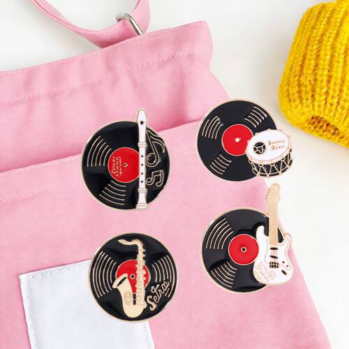 Record Music Enamel P Retro Vinyl Electric Flute Drum Guitar