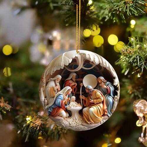 Angel Birth Scene Acrylic Christmas Decoration Pendant Chris