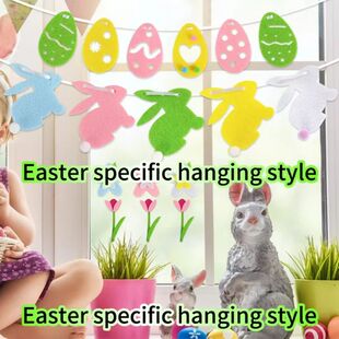 Bunny Banner Party Felt Non Egg Background wov Easter