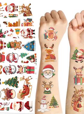 10 Sheets Christmas Tattoo Stickers Santa Claus Snowman Chri