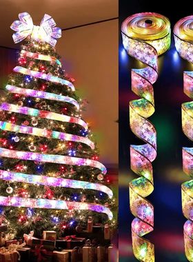 1-10m  Christmas Ribbon Fairy Light String Merry Christmas D