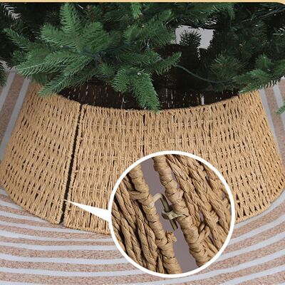 Christmas Tree Skirt 70cm Natural Rattan Woven Christmas Dec