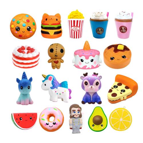 Squishies Fidget Toy Cartoon Ice Cream Popcorn PU Squishy Sl