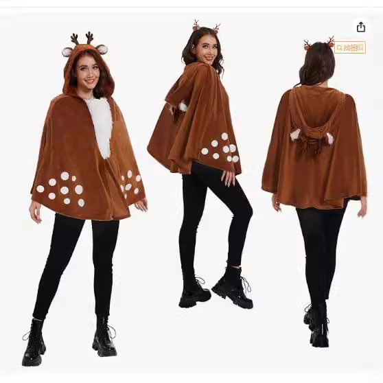 Halloween Christmas Jungle Elk Poncho Cosplay Halloween Dres