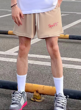 TIP-OFF美式篮球训练运动短裤双层网眼布宽松透气速干拼接三分裤