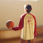 t恤美式 TIP OFF春秋网眼速干篮球训练印花插肩长袖 投篮服运动上衣