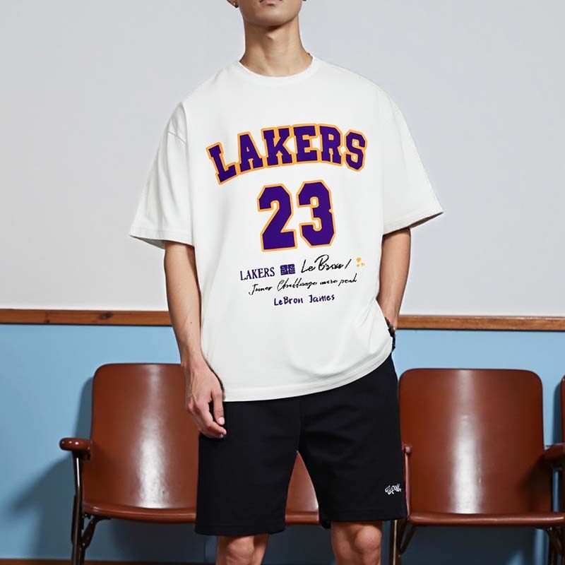 TIP-OFF美式湖人詹姆斯篮球运动速干宽松透气短袖T恤衫投篮服男