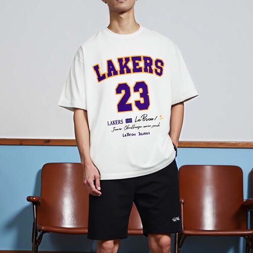 TIP-OFF美式湖人詹姆斯篮球运动速干宽松透气短袖T恤衫投篮服男