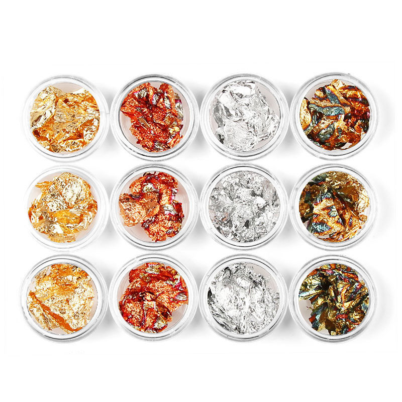 美甲日系金箔纸银箔糖果纸碎包装免撕彩色锡纸碎片饰品套装包邮