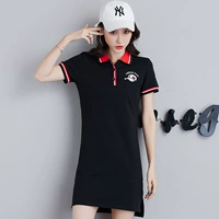 Mùa hè 2019 phiên bản Hàn Quốc mới của màu đỏ thủy triều là cổ áo mỏng POLO cổ điển thể thao váy nữ mùa hè một chiếc váy chữ - Trang phục thể thao quần the thao adidas nữ