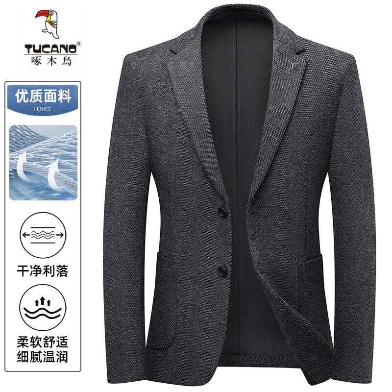 TUCANO啄木鸟春秋季新爆款男士加厚毛料西服商务休闲舒适西装外套
