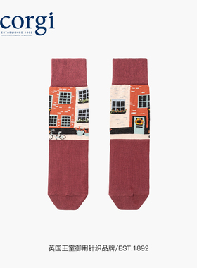 CORGI 柯基英国进口限量纪念袜精梳棉女纯色印花秋冬季节中筒袜子