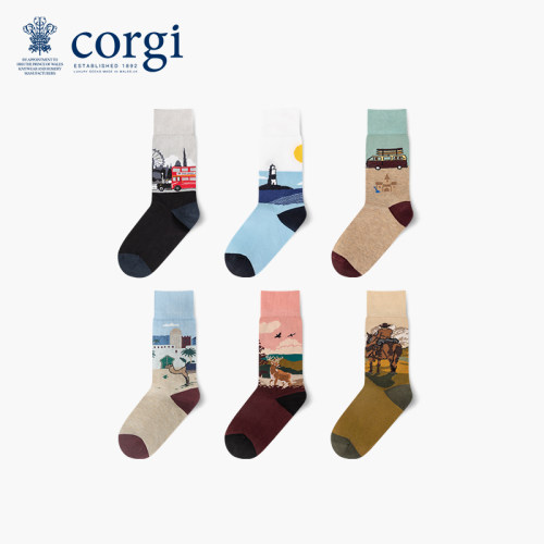 corgi柯基进口精梳棉男士袜子