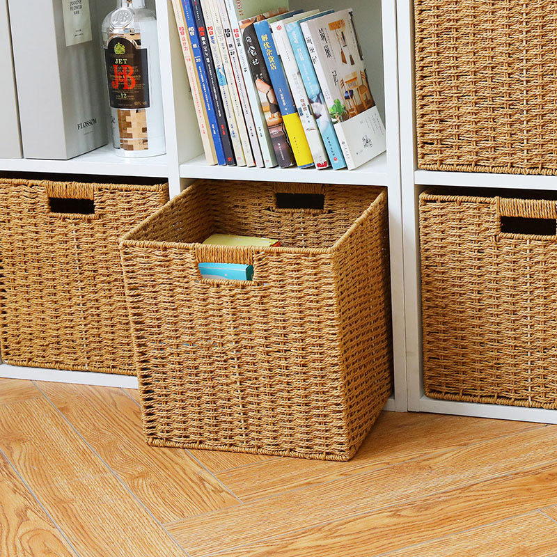 格子柜编织收纳筐家用仿藤编收纳箱收纳框柜子衣物杂物整理储物箱,收纳整理,收纳箱,淘宝优惠券,粉丝福利购,淘宝优惠卷