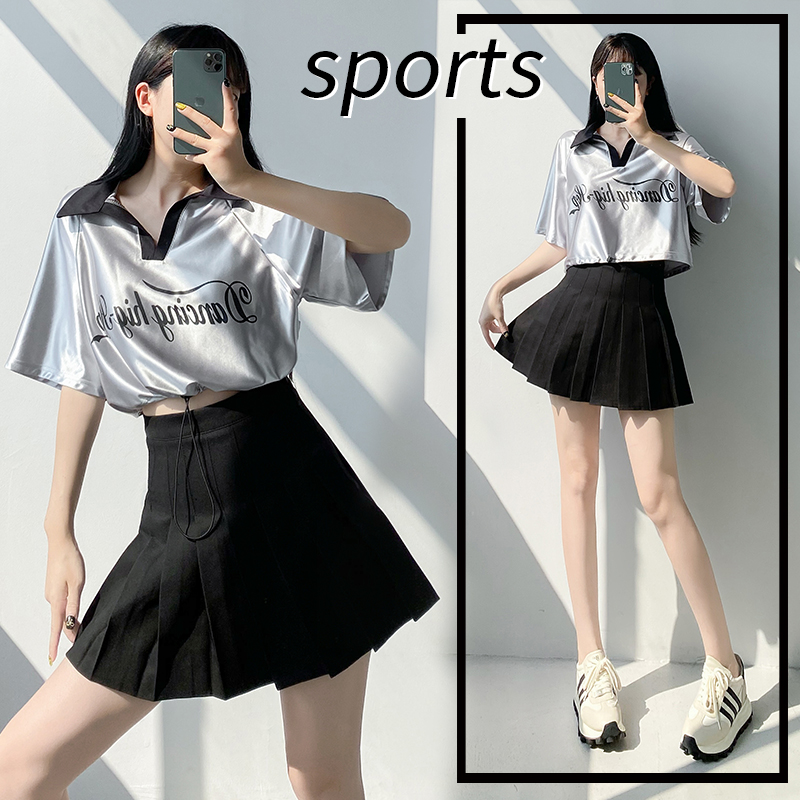 女团银色短款衬衫爵士舞打歌服