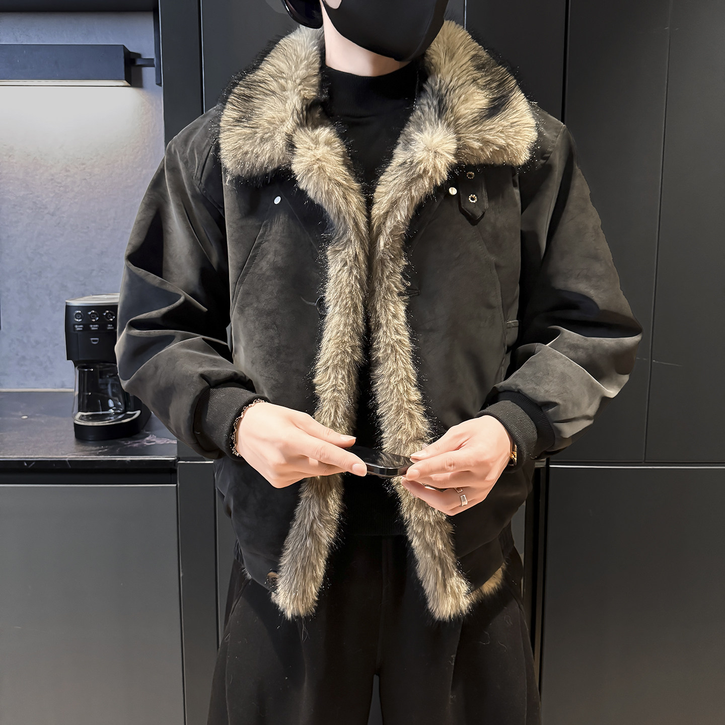 座山雕夹棉皮衣丨货号：915P165,男装皮衣,电商B217