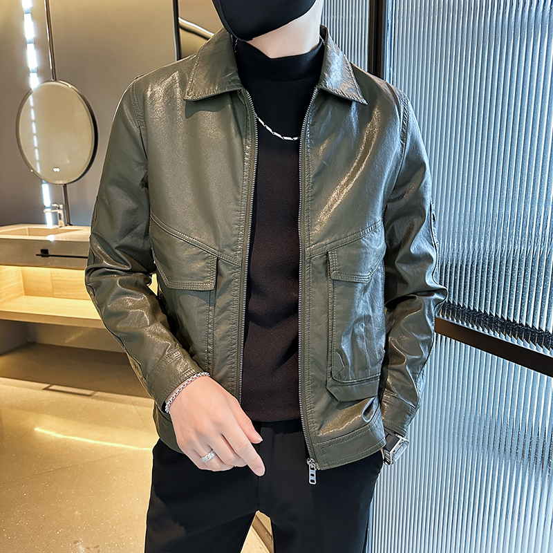 2025年秋冬新款男机车PU皮夹克皮衣男外套9881P135198现货，男装皮衣，电商B217