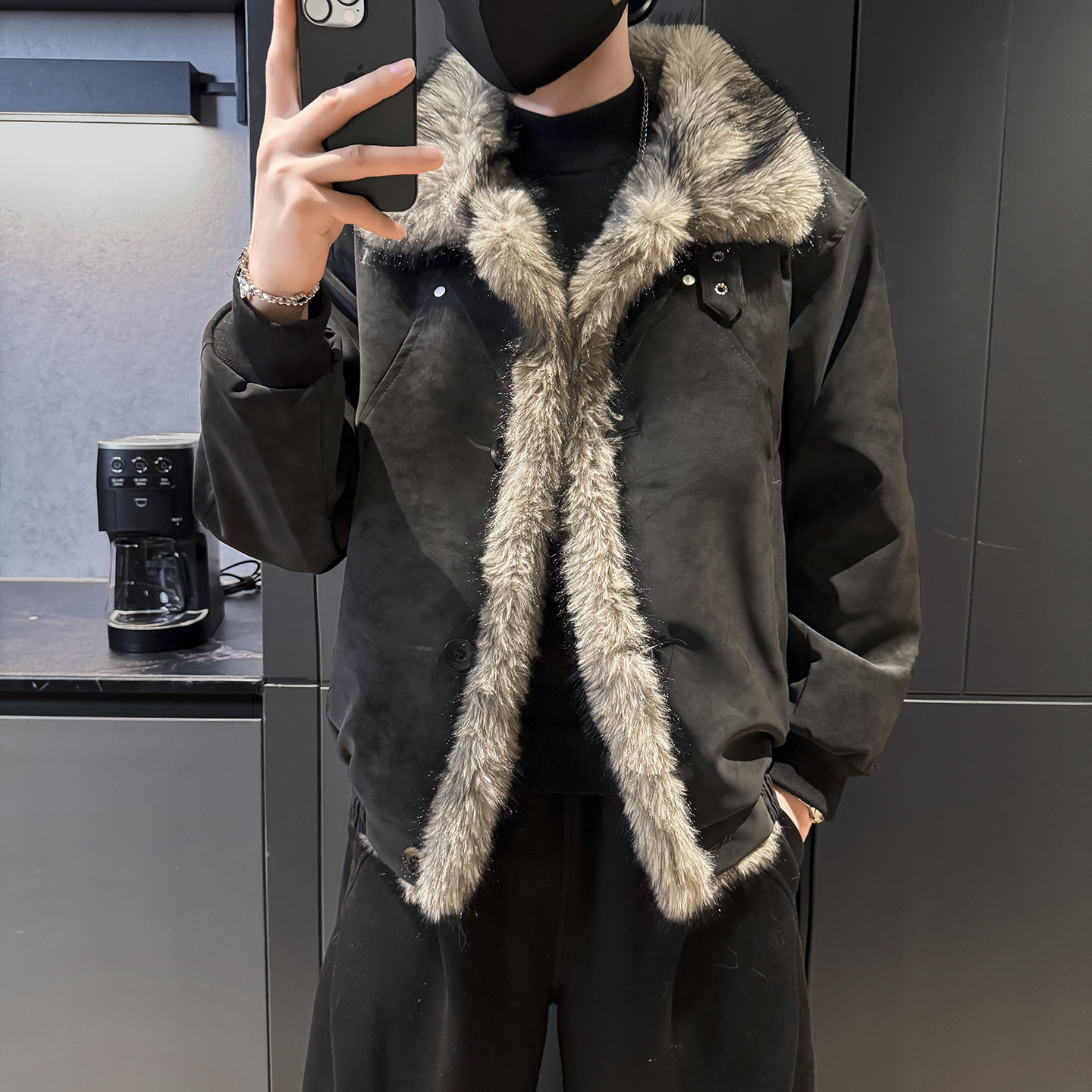 座山雕夹棉皮衣丨货号：915P165，男装皮衣，电商B217