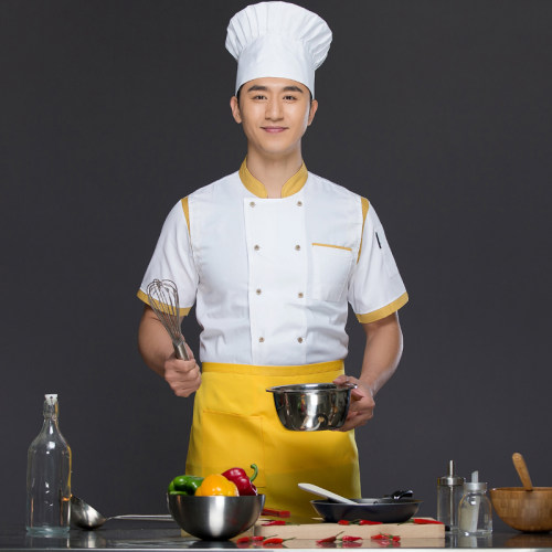 夏季薄款酒店餐饮食堂厨房短袖工装定制印绣log厨师工作服男长袖o
